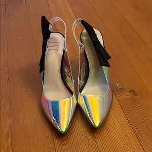 INC International Concepts Iridescent Heels with Black Bow